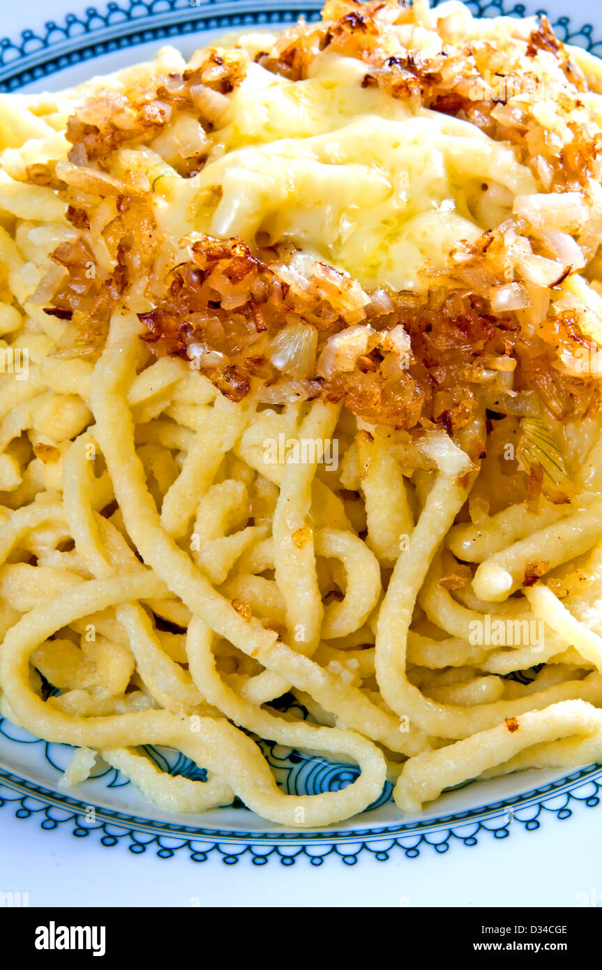 German cheese noodles called spaetzle Stock Photo