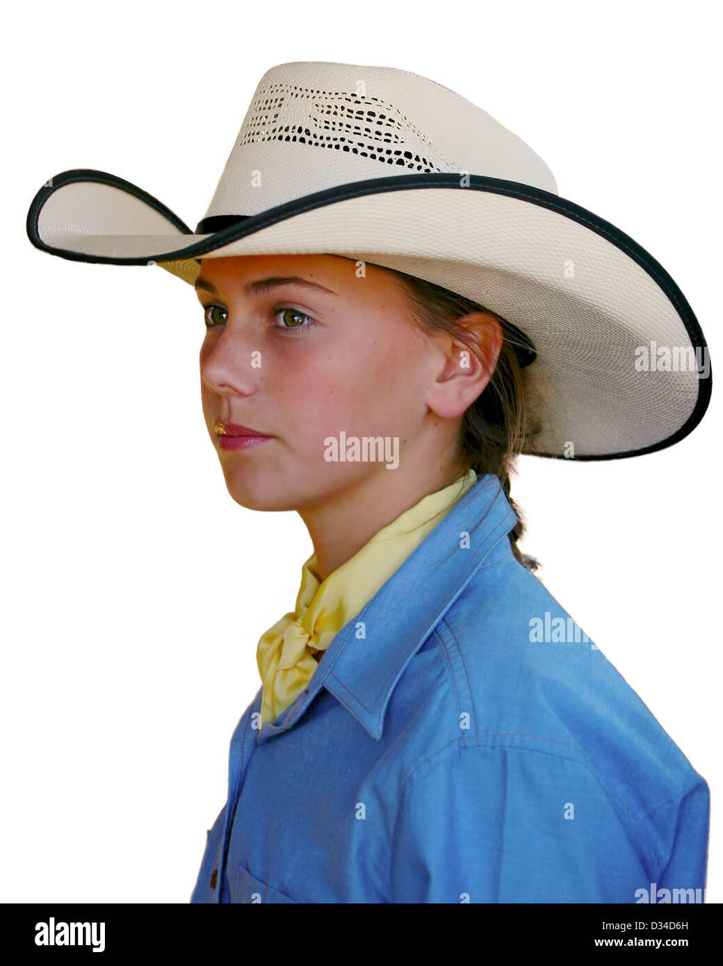 isolated image of young cowgirl Stock Photo