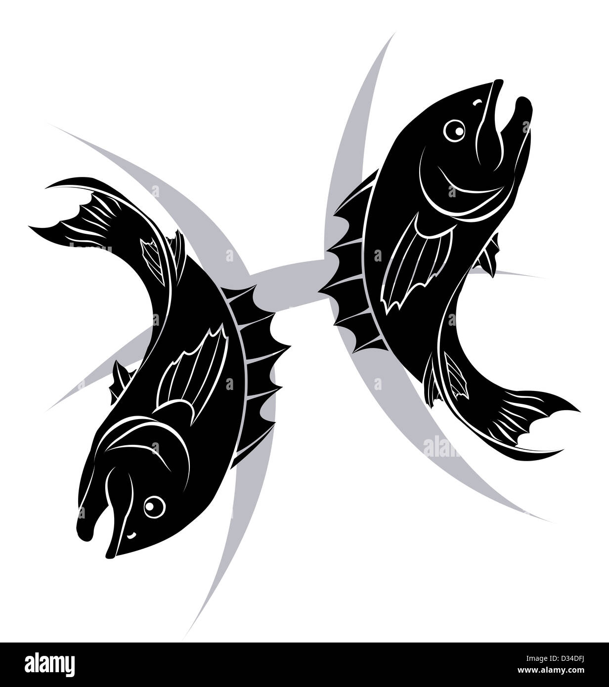 Illustration of Pisces the fish zodiac horoscope astrology