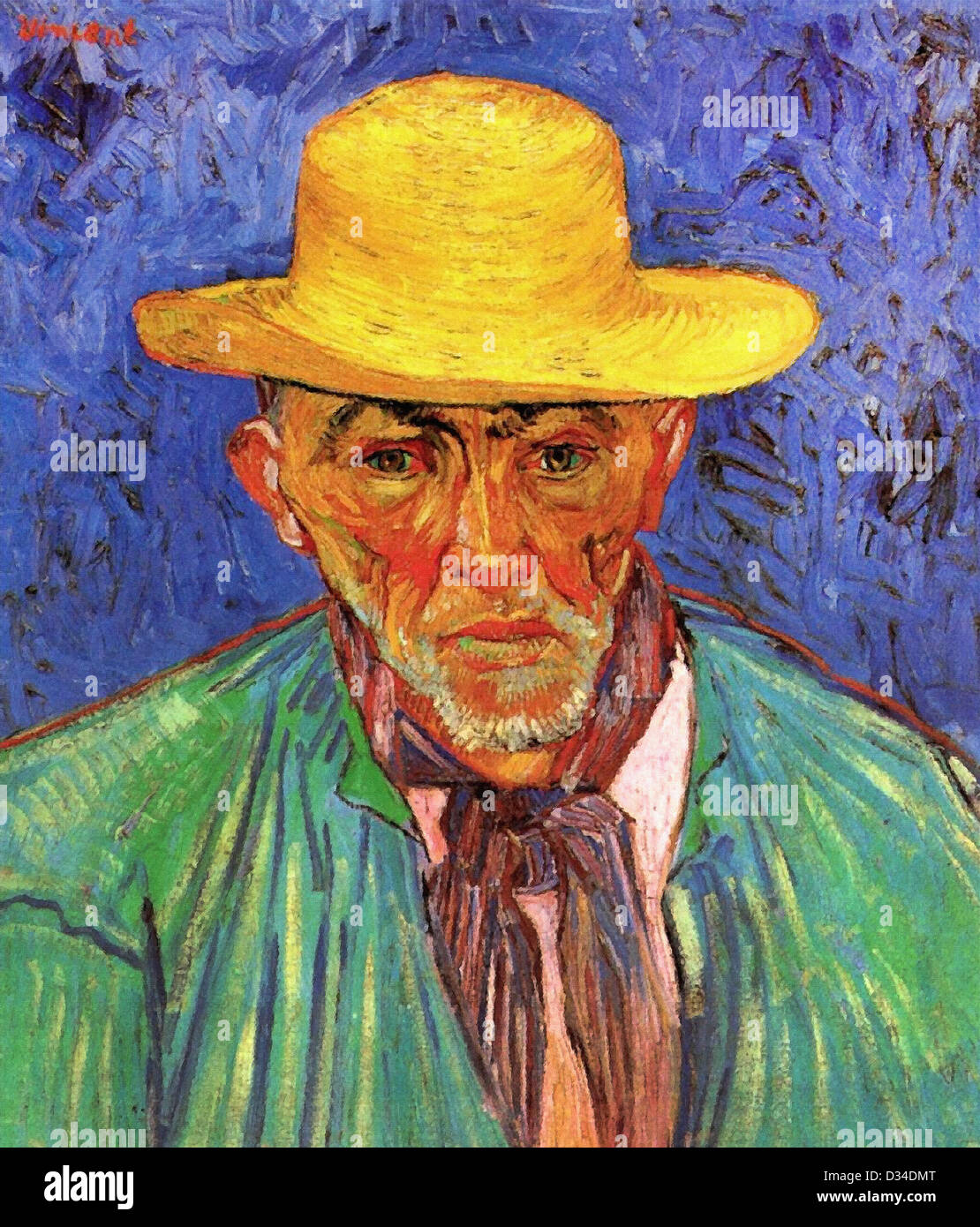 Vincent van Gogh, Portrait of Patience Escalier, Shepherd in Provence. 1888. Post-Impressionism. Oil on canvas. Norton Simon Mus Stock Photo