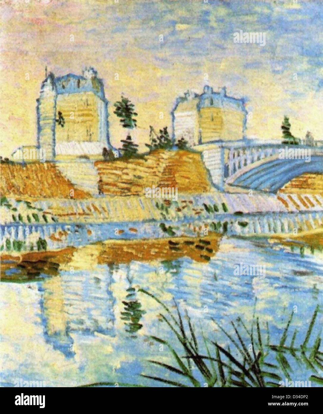 Vincent van Gogh: The Seine with the Pont de Clichy. 1887. Oil on canvas. Wallraf-Richartz Museum, Cologne, Germany. Stock Photo