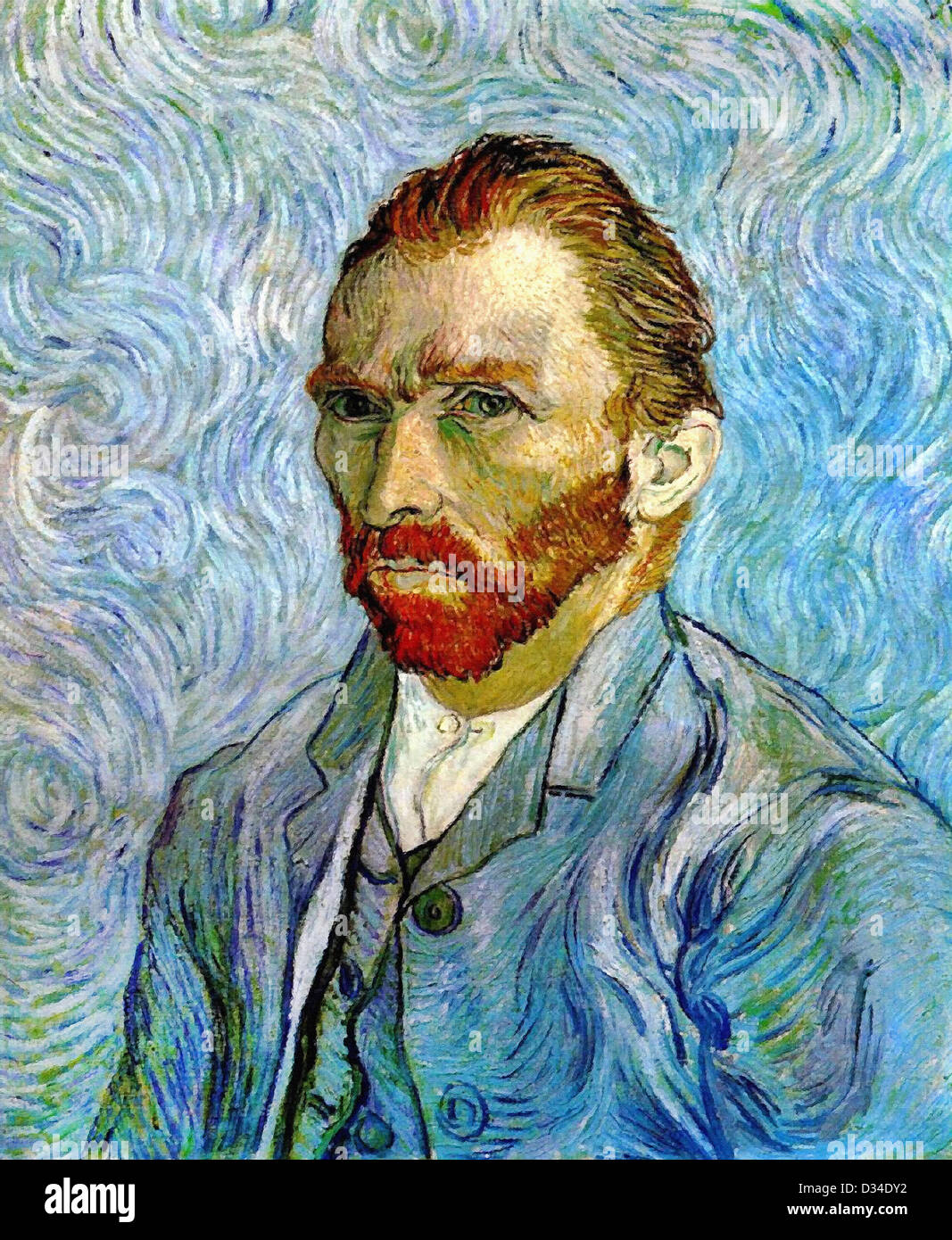 Vincent van Gogh, Self Portrait. 1889. Post-Impressionism. Oil on canvas. Musée d'Orsay, Paris, France. Stock Photo