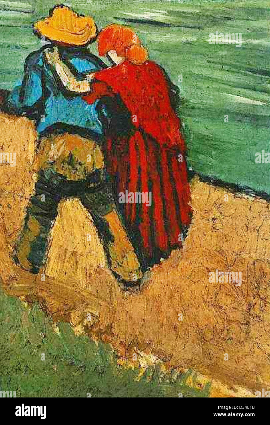 Vincent van Gogh: Two Lovers, Arles (Fragment). 1888. Oil on canvas. Private Collection. Post-Impressionism. Stock Photo