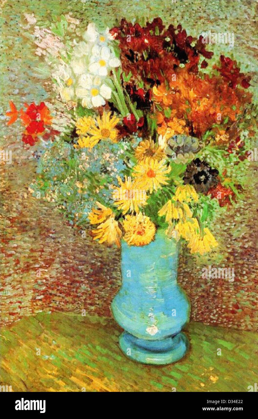 Vincent van Gogh: Vase with Daisies and Anemones. 1887. Oil on canvas. Rijksmuseum Kröller-Müller, Otterlo, Netherlands. Stock Photo
