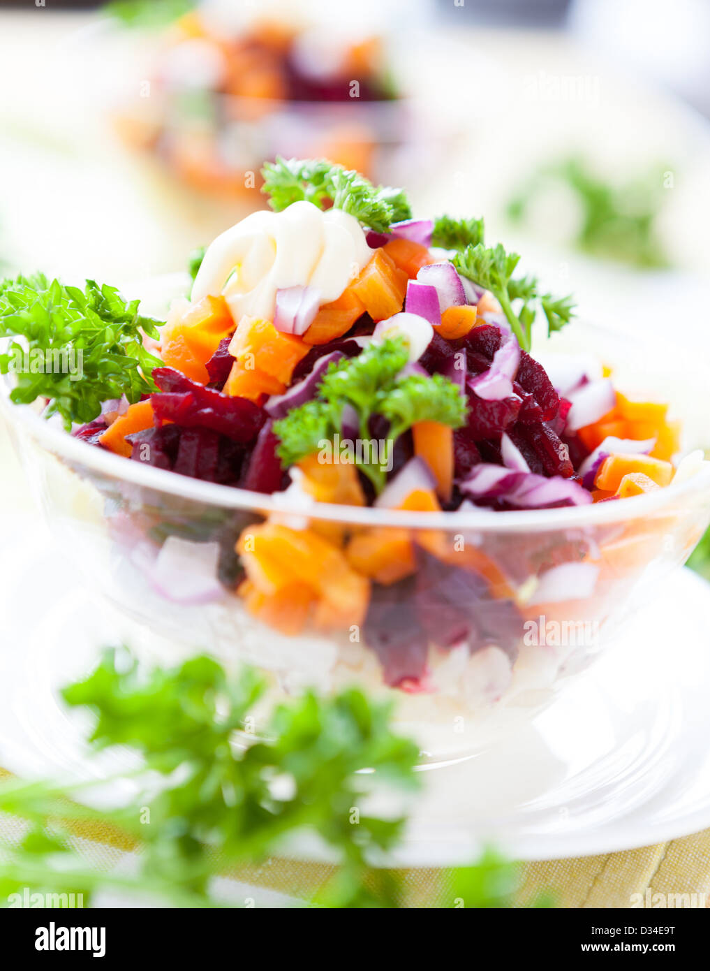 light salad with carrots and beets, closeup Stock Photo