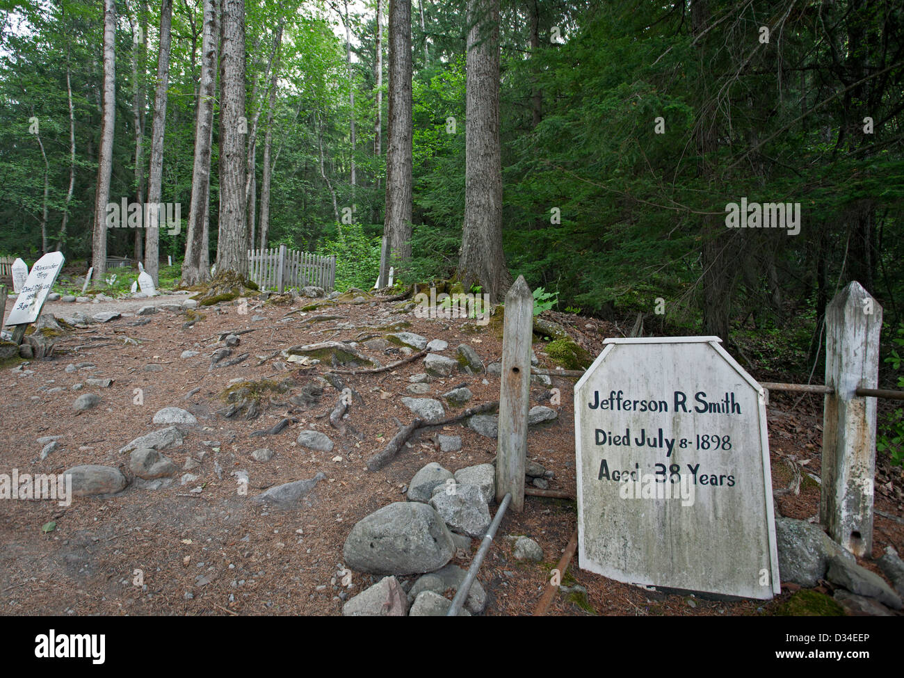 Soapy Smith´s grave. The Gold Rush cemetery. Skagway. Alaska. USA Stock