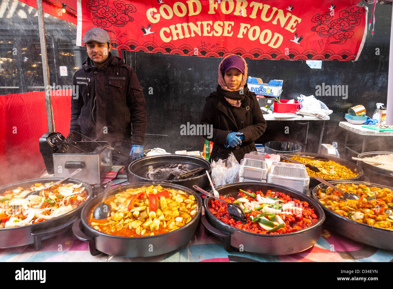 Brick Lane food market, London Stock Photo - Alamy