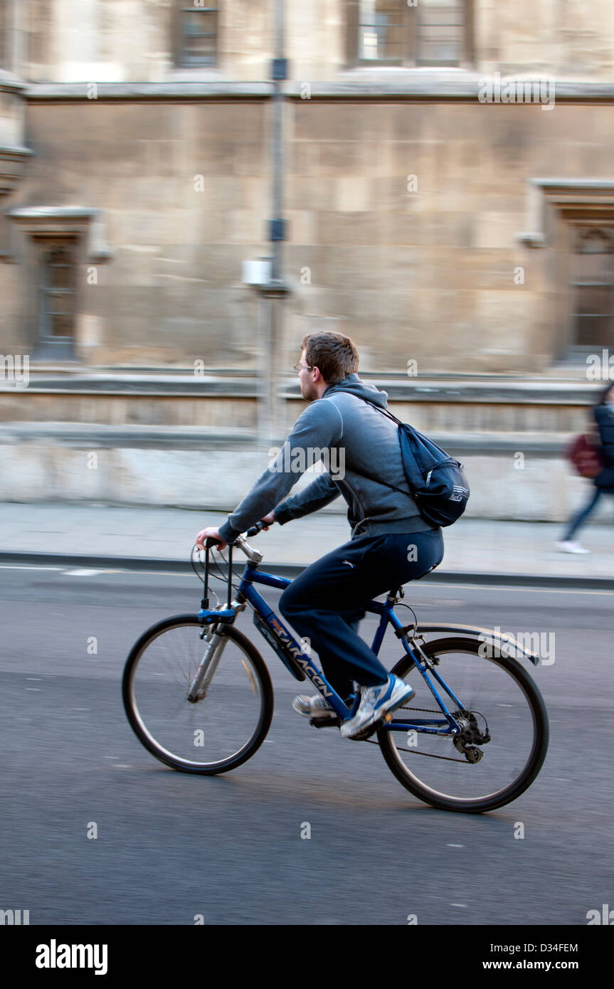 Cyclist in High Street, Oxford, UK Stock Photo Alamy