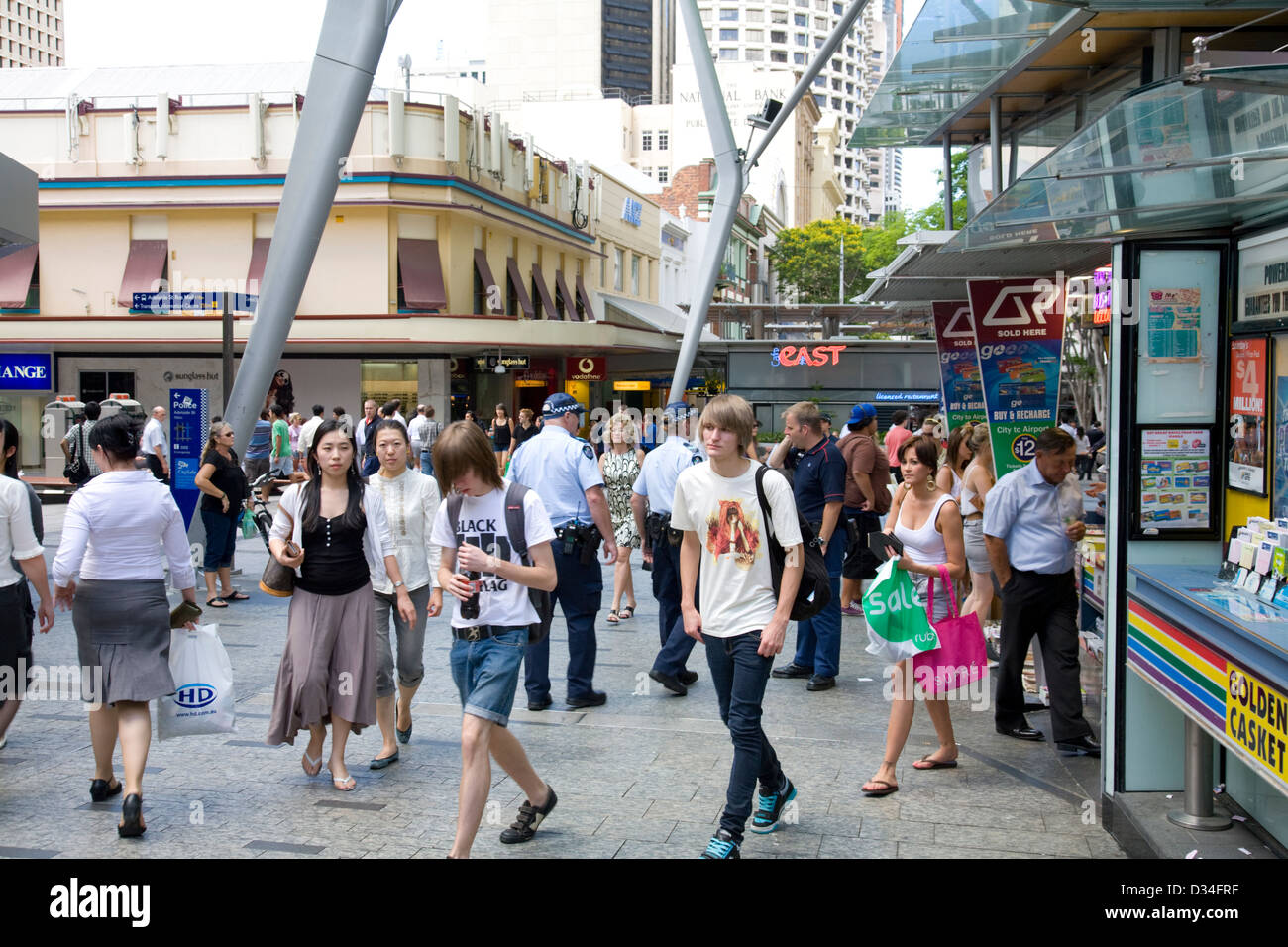 people shopping in brisbane queen street area,queensland Stock Photo
