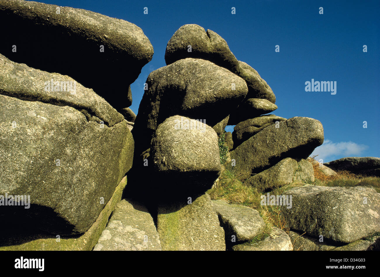 Granite outcrop, Penwith moors, Zennor, West Cornwall, England, UK Stock Photo