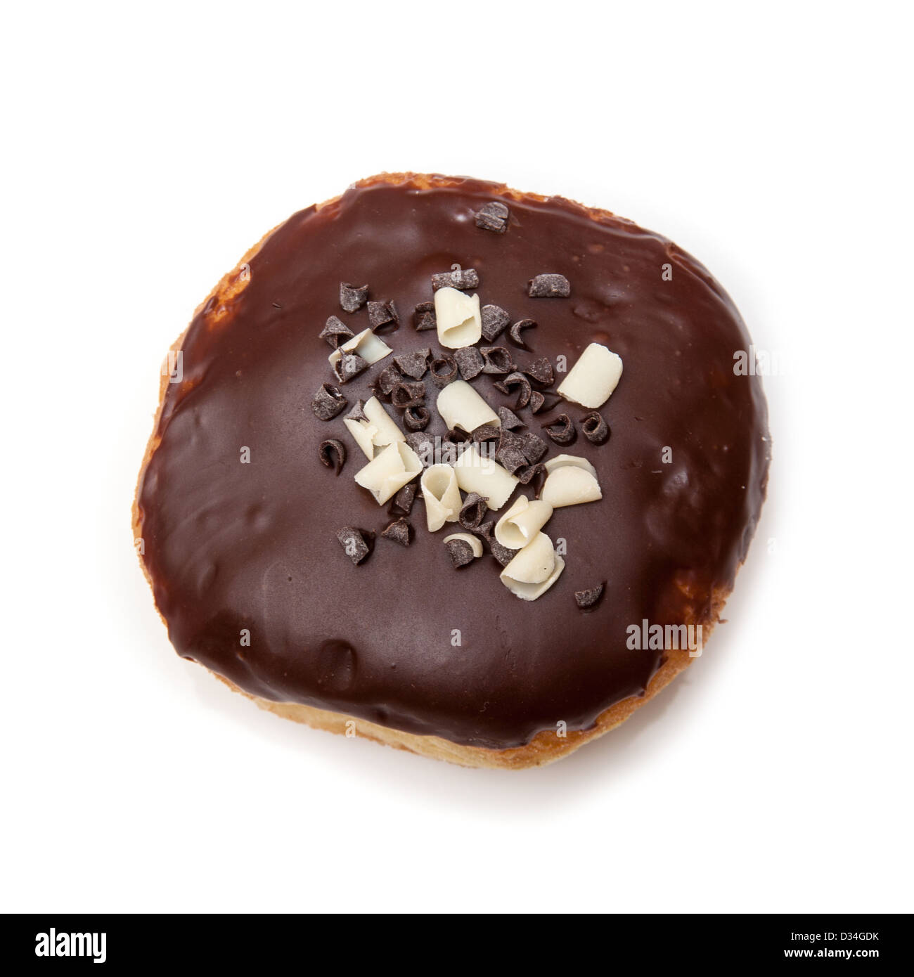 Iced chocolate donut isolated on a white studio background Stock Photo ...