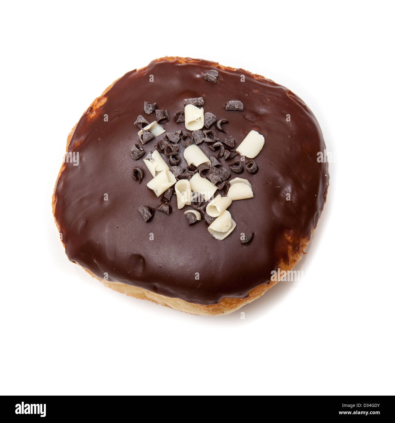 Iced chocolate donut isolated on a white studio background Stock Photo ...