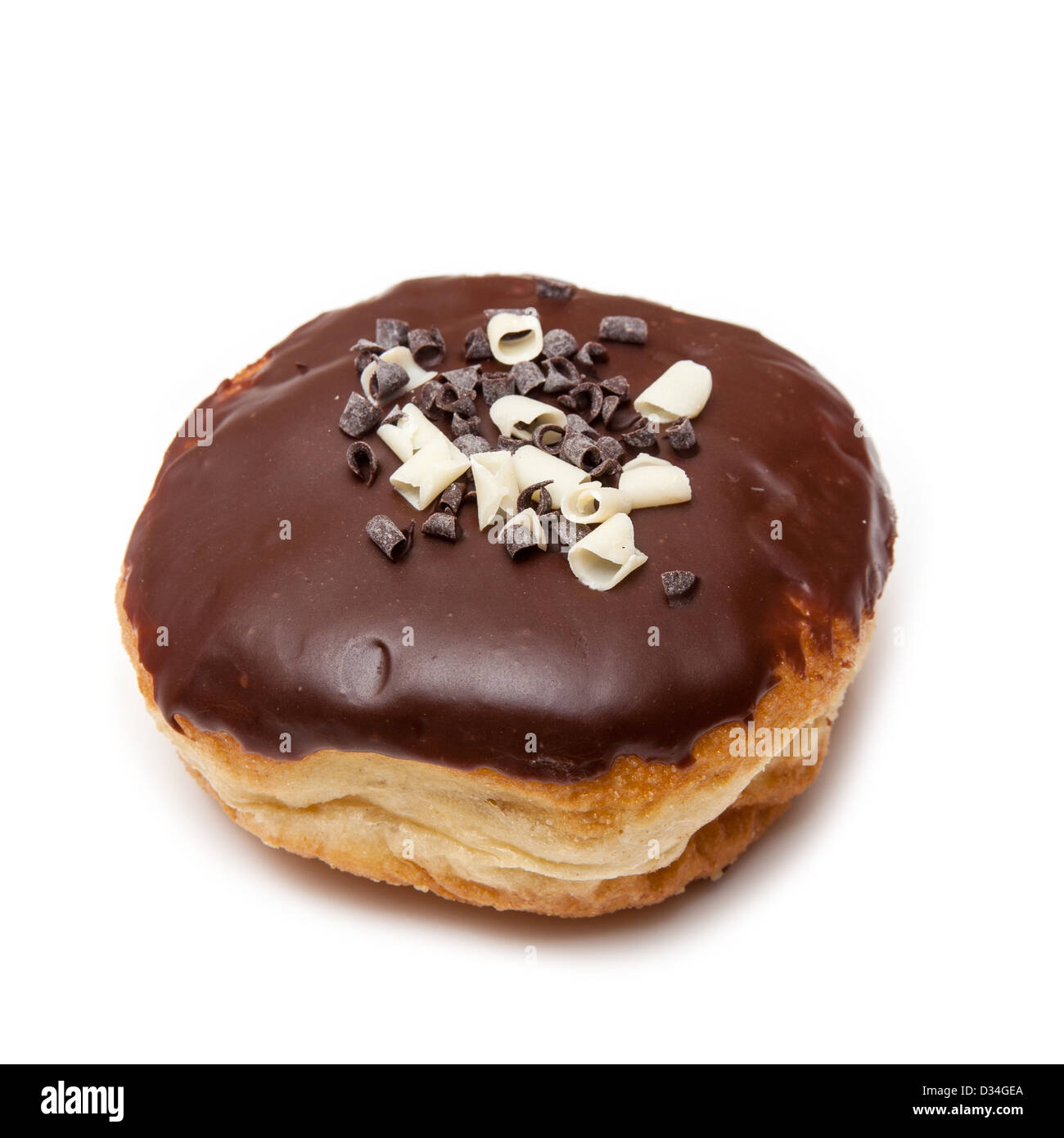 Iced chocolate donut isolated on a white studio background Stock Photo ...