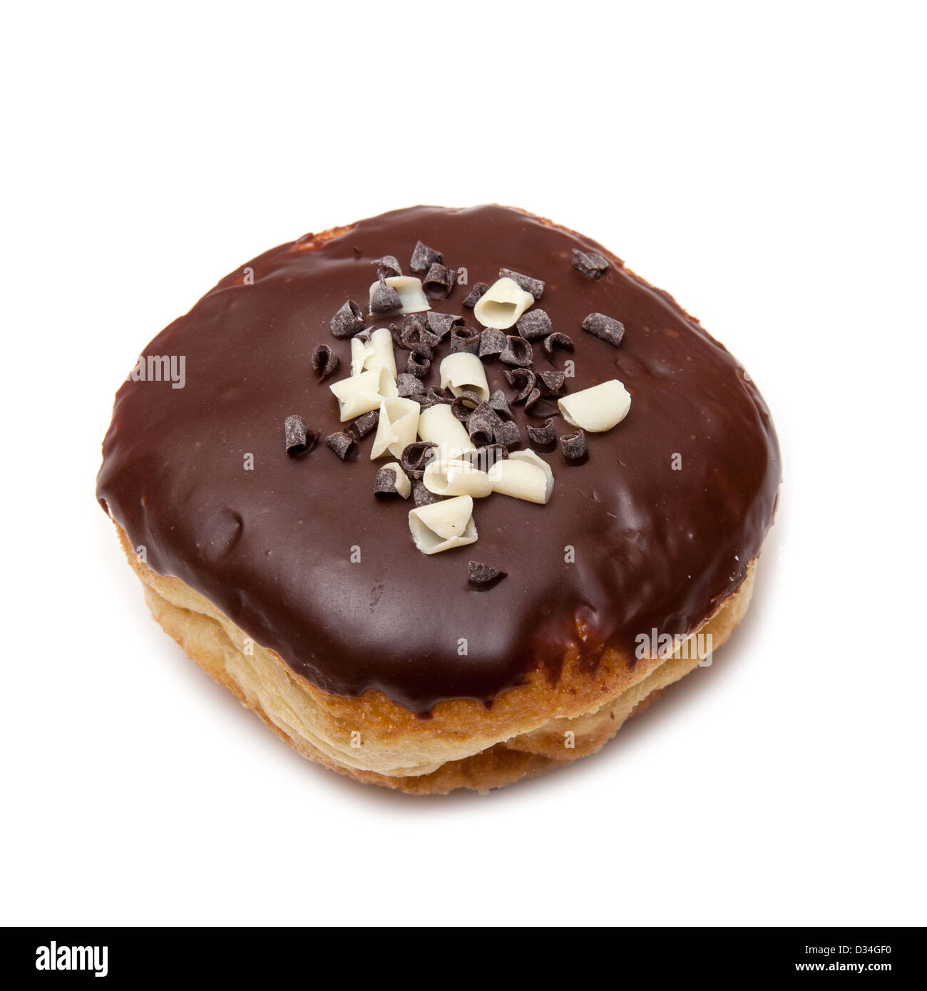 Iced chocolate donut isolated on a white studio background Stock Photo ...