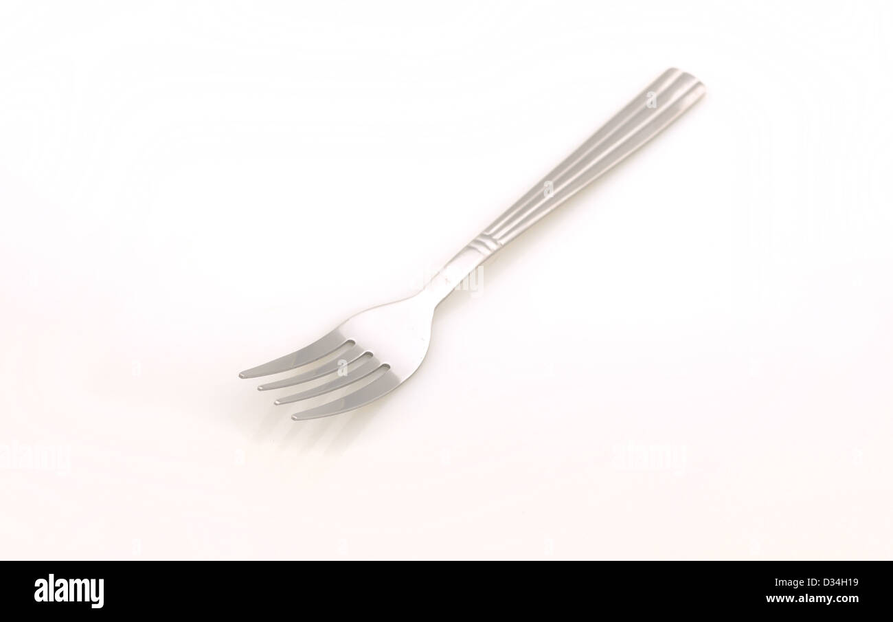 fork utensil on white background with nobody Stock Photo