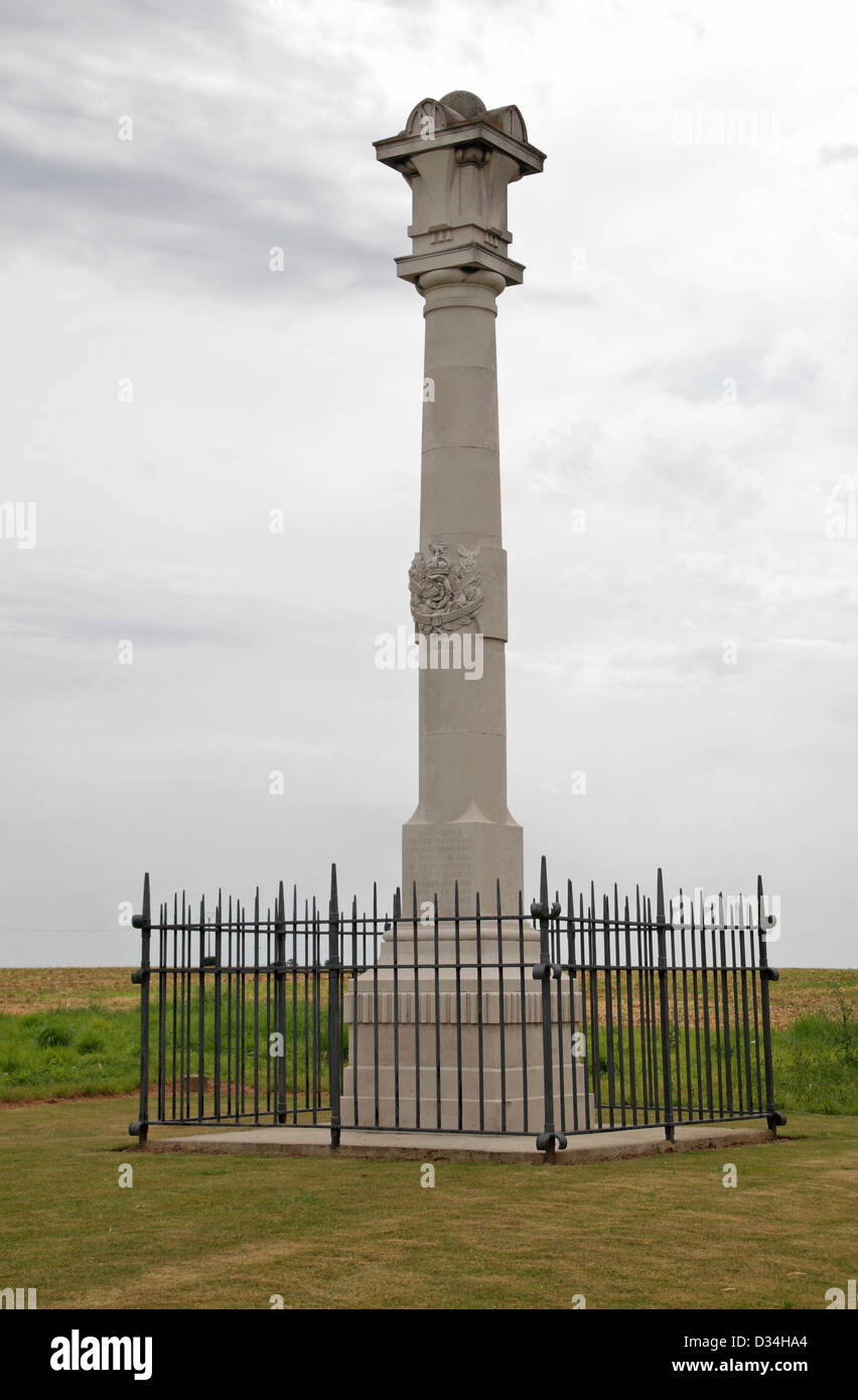 The 1st Loyal N Lancs Memorial  column in Cerny en Laonnois, Picardy, northern France. Stock Photo