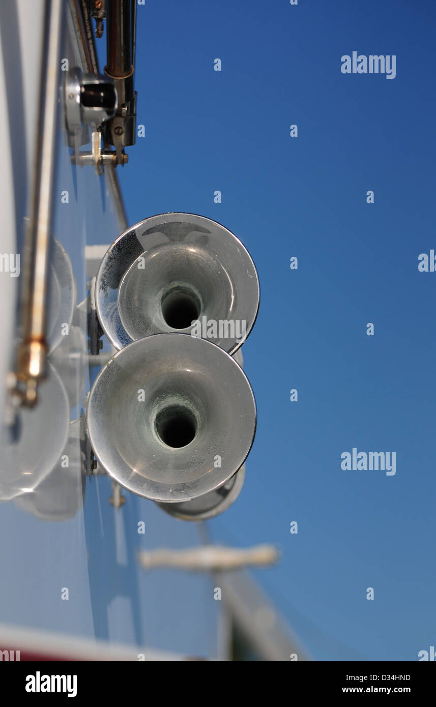 Close up image of boat horns on a yacht Stock Photo Alamy