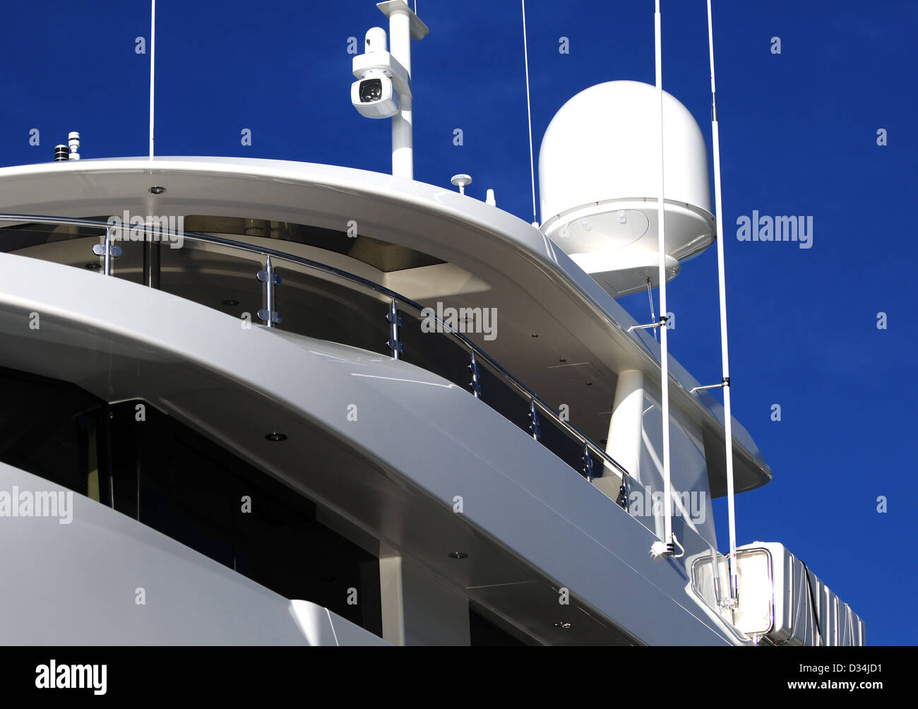 Close up of radar and night vision camera on yacht Stock Photo