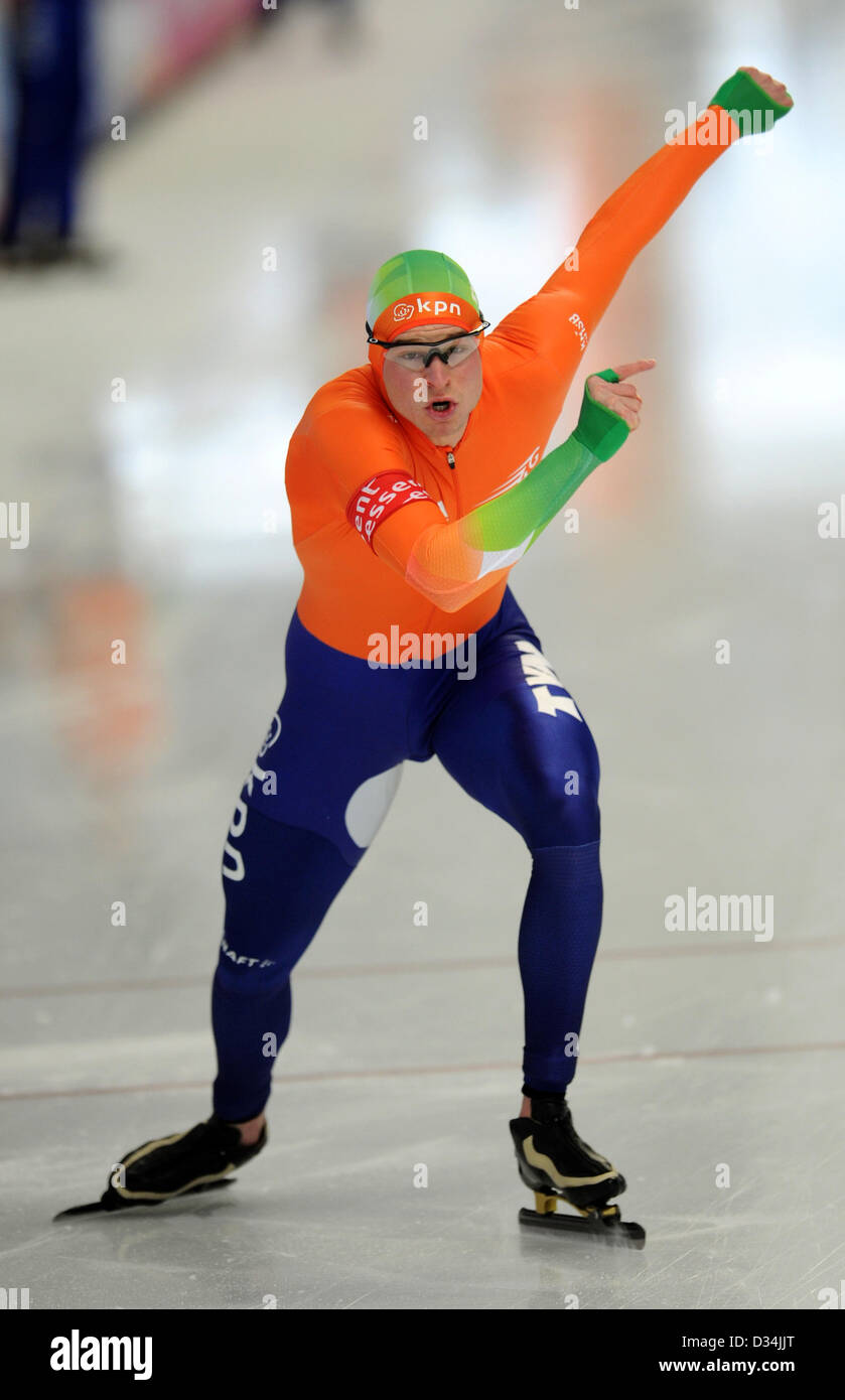 Inzell, Germany. 9th February 2013. Dutch speed skater Sven Kramer competes in the men's 5000m race of the Speed Skating World Cup at Max-Aicher-Arena in Inzell, Germany, 09 February 2013. Kramer won the race. Photo: TOBIAS HASE/dpa/Alamy Live News Stock Photo