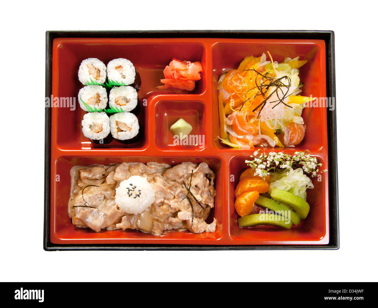 Japanese Bento Lunch .box of fast food with with pork Stock Photo