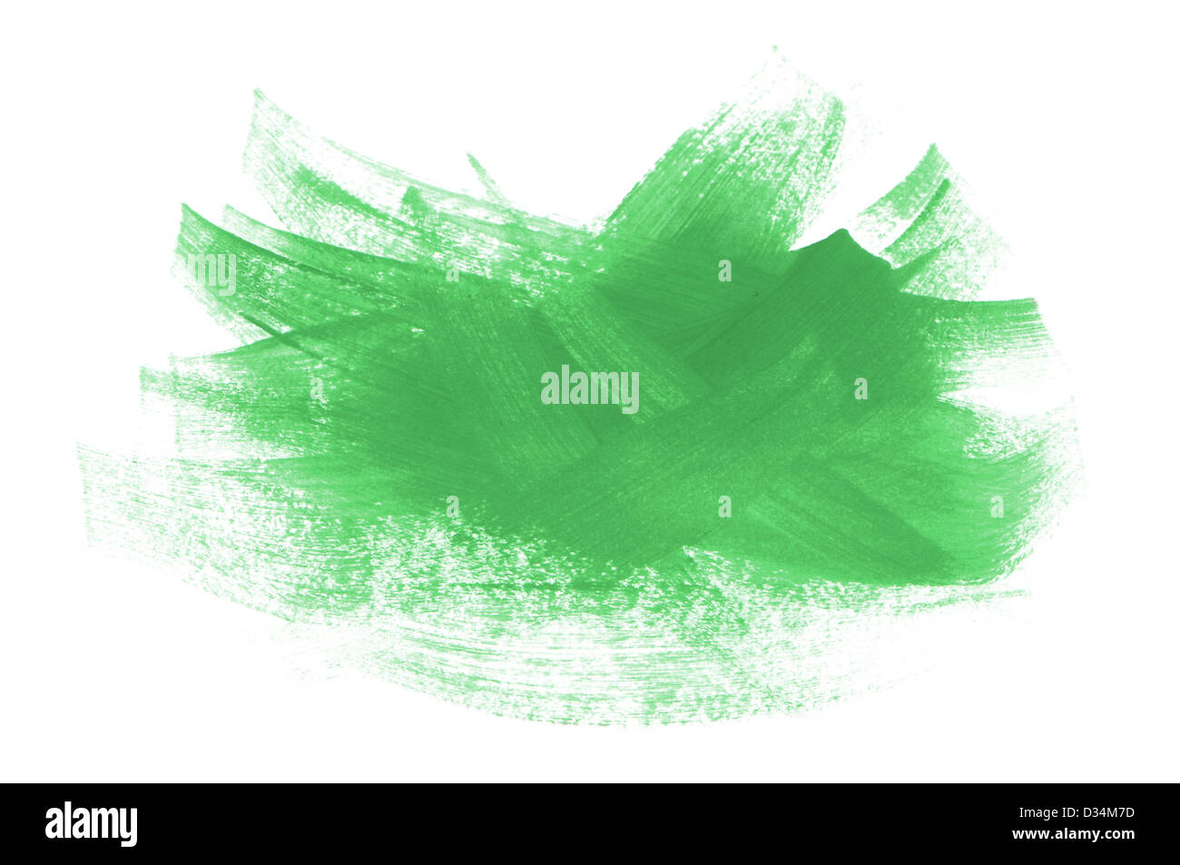 acrylic paint green strokes brush isolated on white background Stock Photo