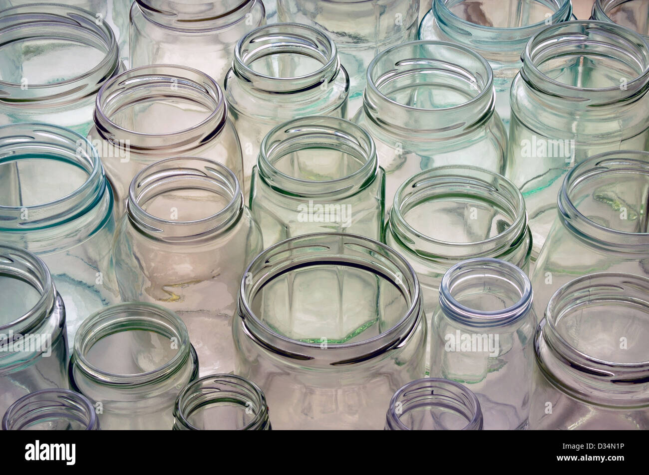 empty glass jars Stock Photo