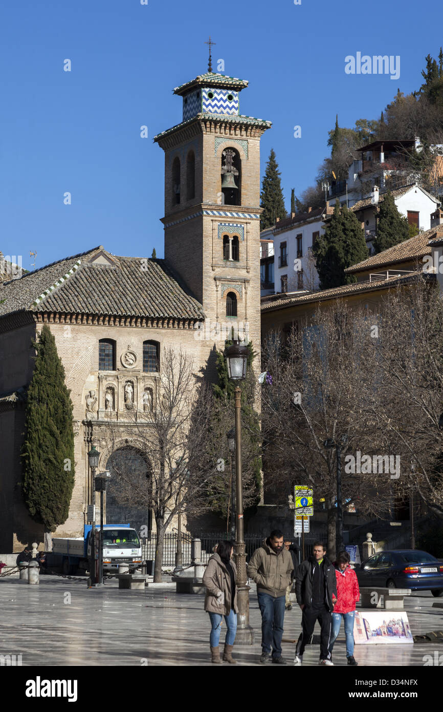 Iglesia de San Gil y Santa Ana in the Plaza Nueva Granada Andalucia Spain Stock Photo