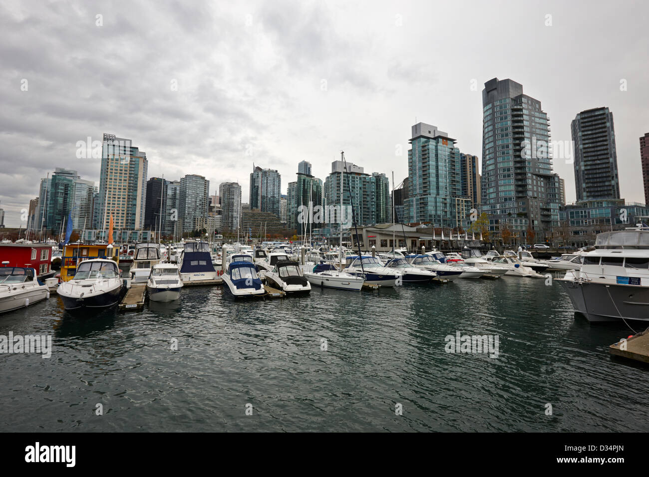 coal harbour marina and high rise apartment condo blocks in the west