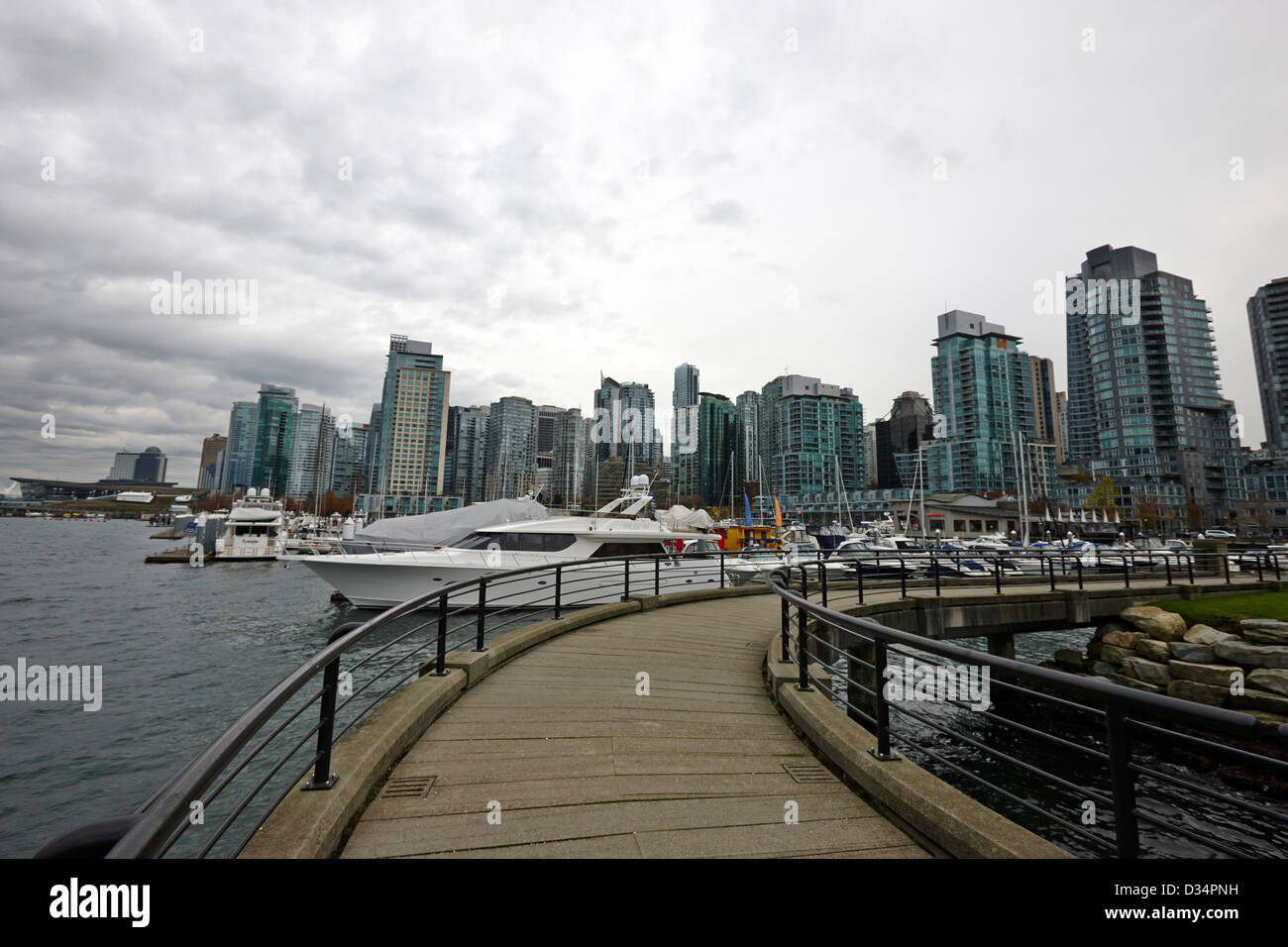 coal harbour marina and high rise apartment condo blocks in the west