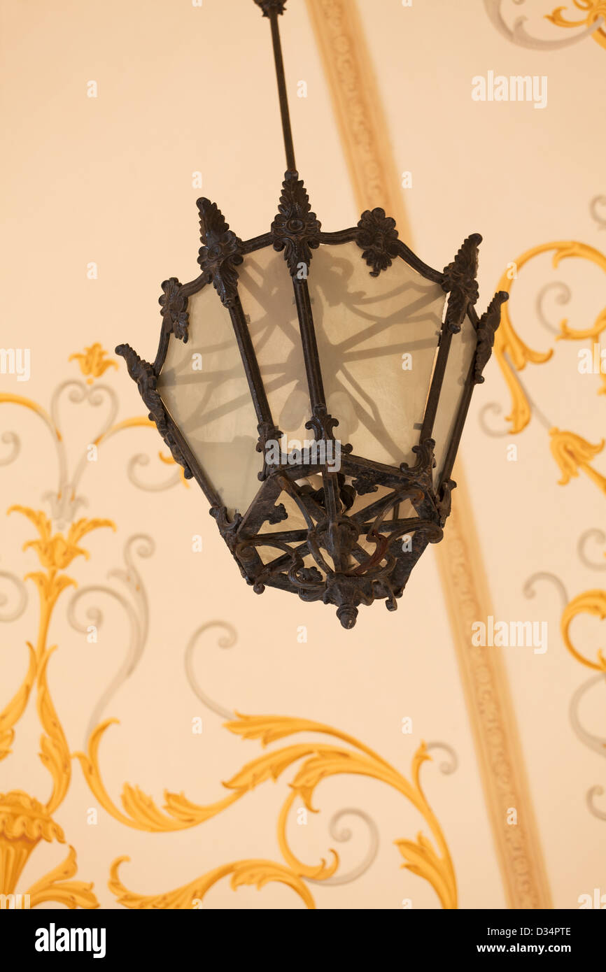 ornate lantern on decorative background Stock Photo