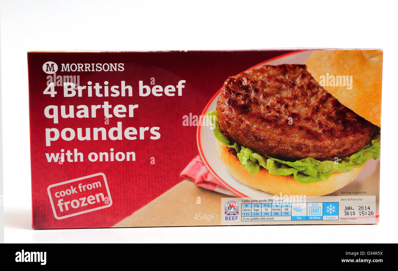 Morrisons,4 British Beef Quarter Pounders Stock Photo Alamy