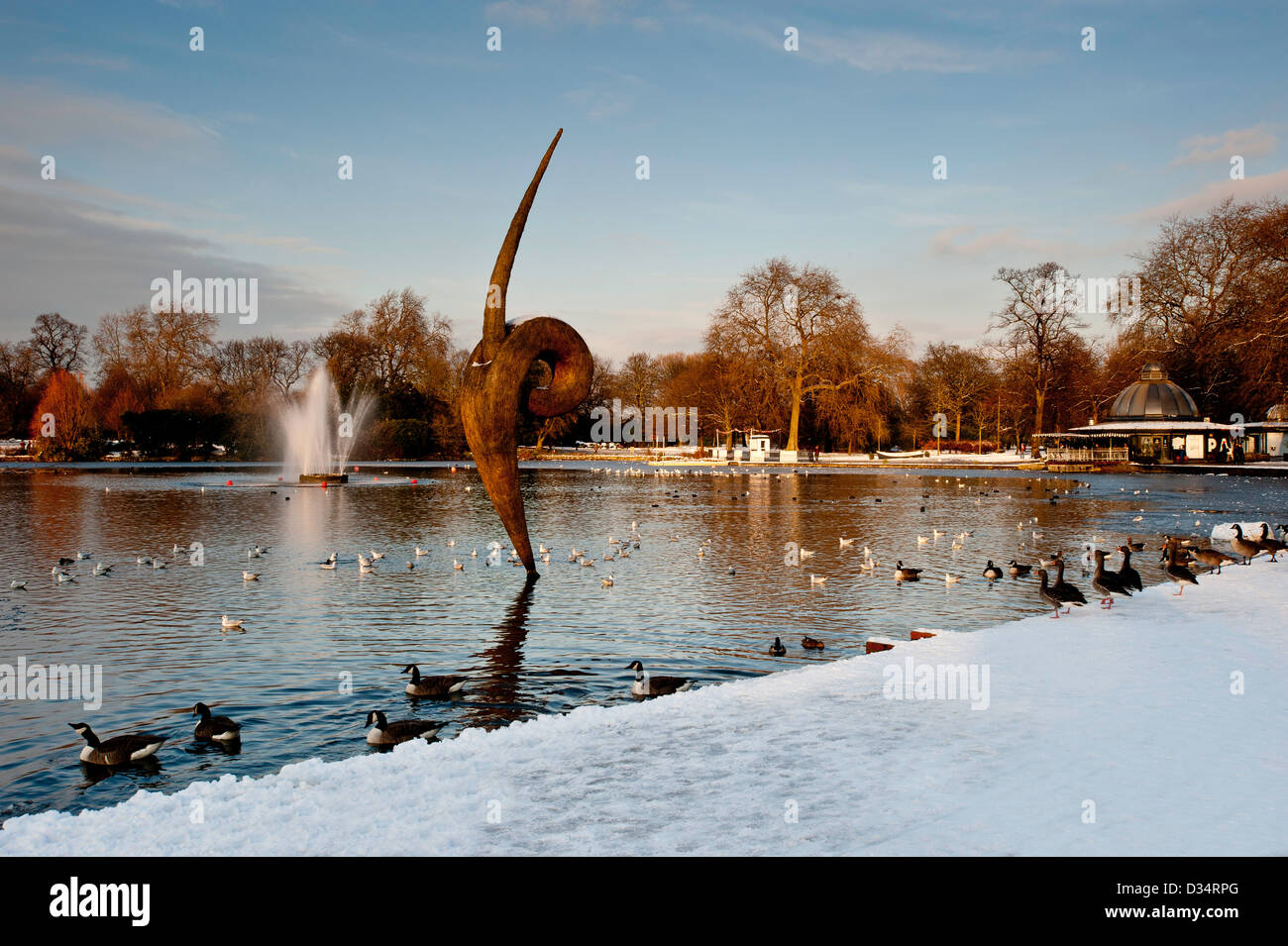 Victoria Park in winter, Hackney,  East London, United Kingdom Stock Photo