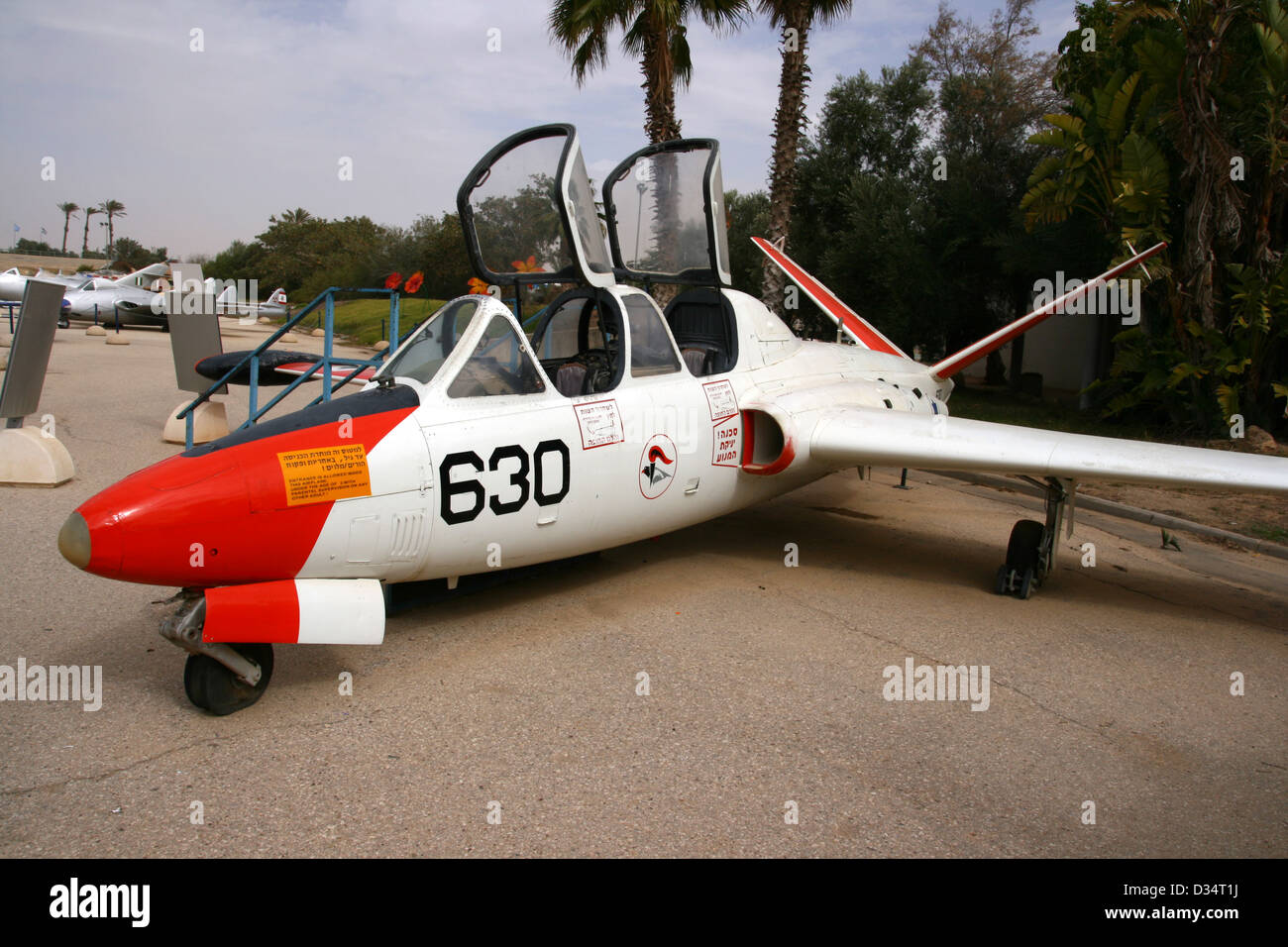 Israeli IDF CM175 trainer jet on display in the Israel Air Force Museum at Be'er Sheva Stock Photo
