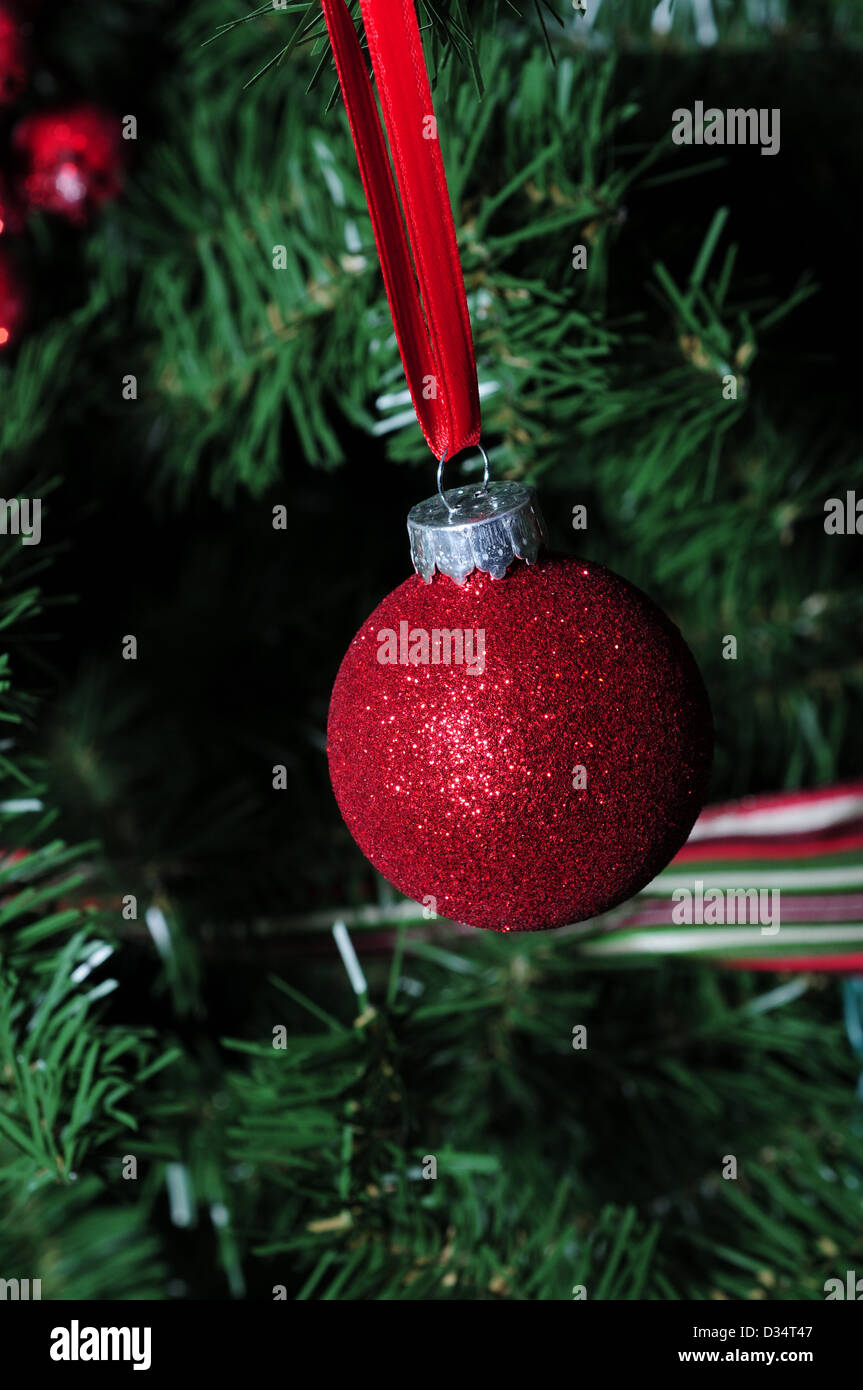 red glitter ornament for the winter holidays Stock Photo