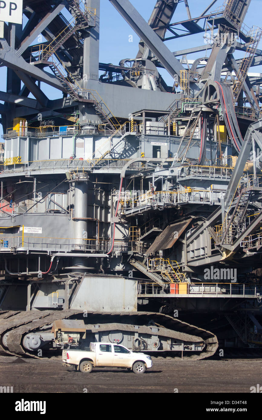 Bucket wheel excavator in a brown coal open pit mine. Garzweiler