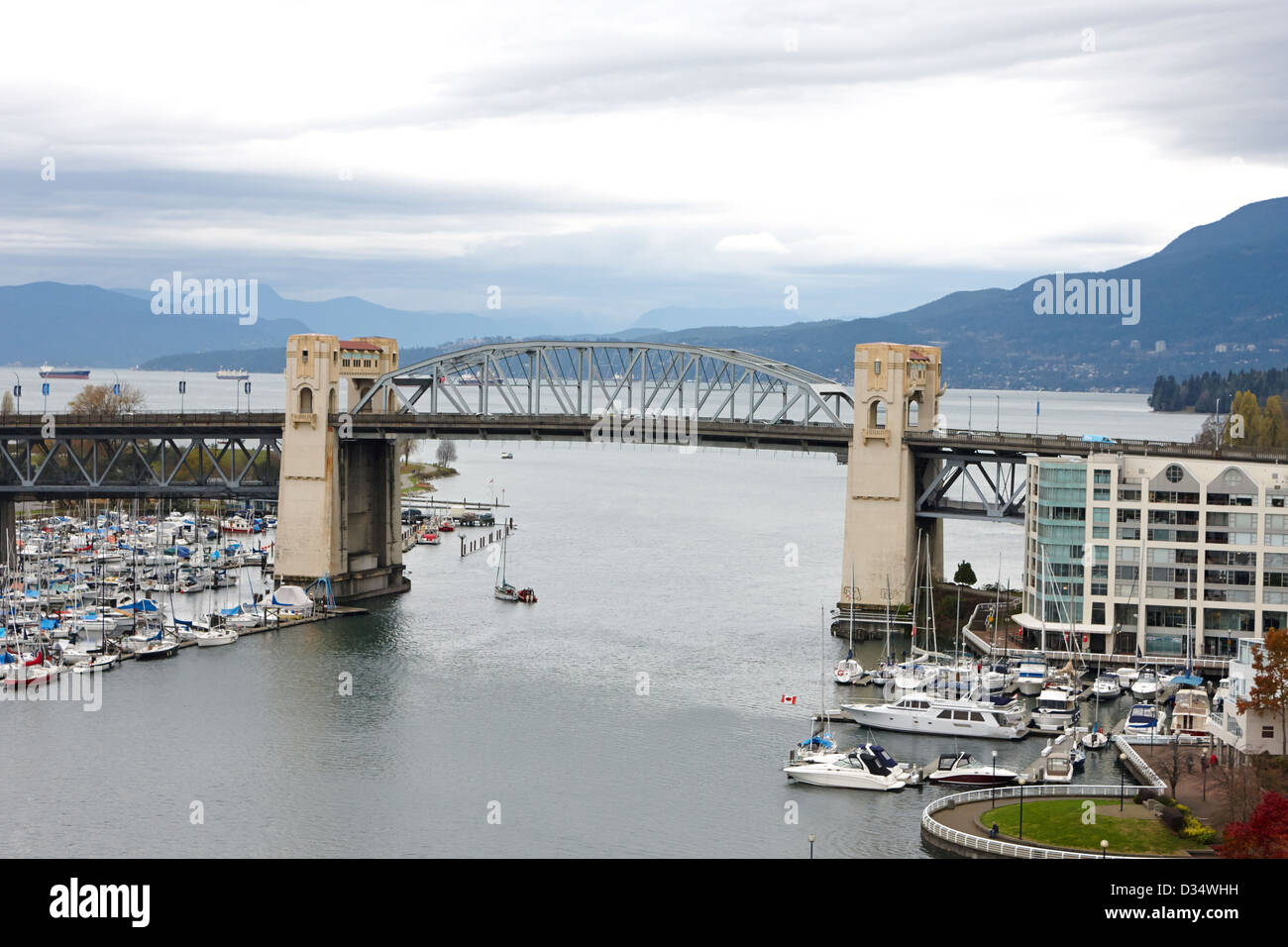 The Burrard Street Bridge over false creek Vancouver BC Canada Stock Photo