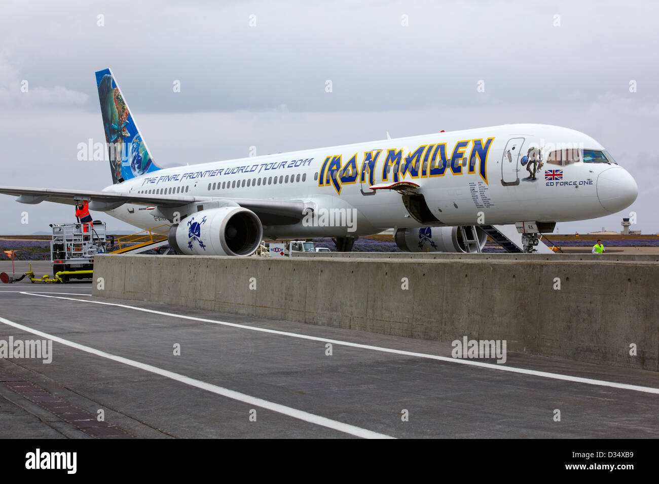 Iron Maiden Plane, The Final Frontier World Tour 2011, Iceland Stock Photo