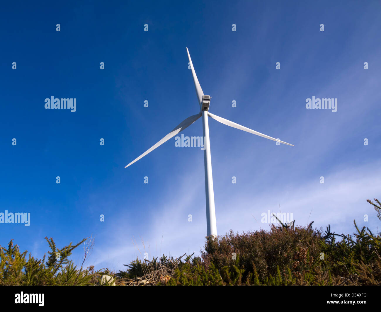 Wind turbine and blue sky Stock Photo - Alamy