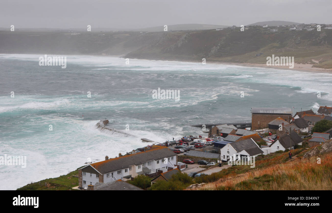 Storm at Sennen Cove Stock Photo