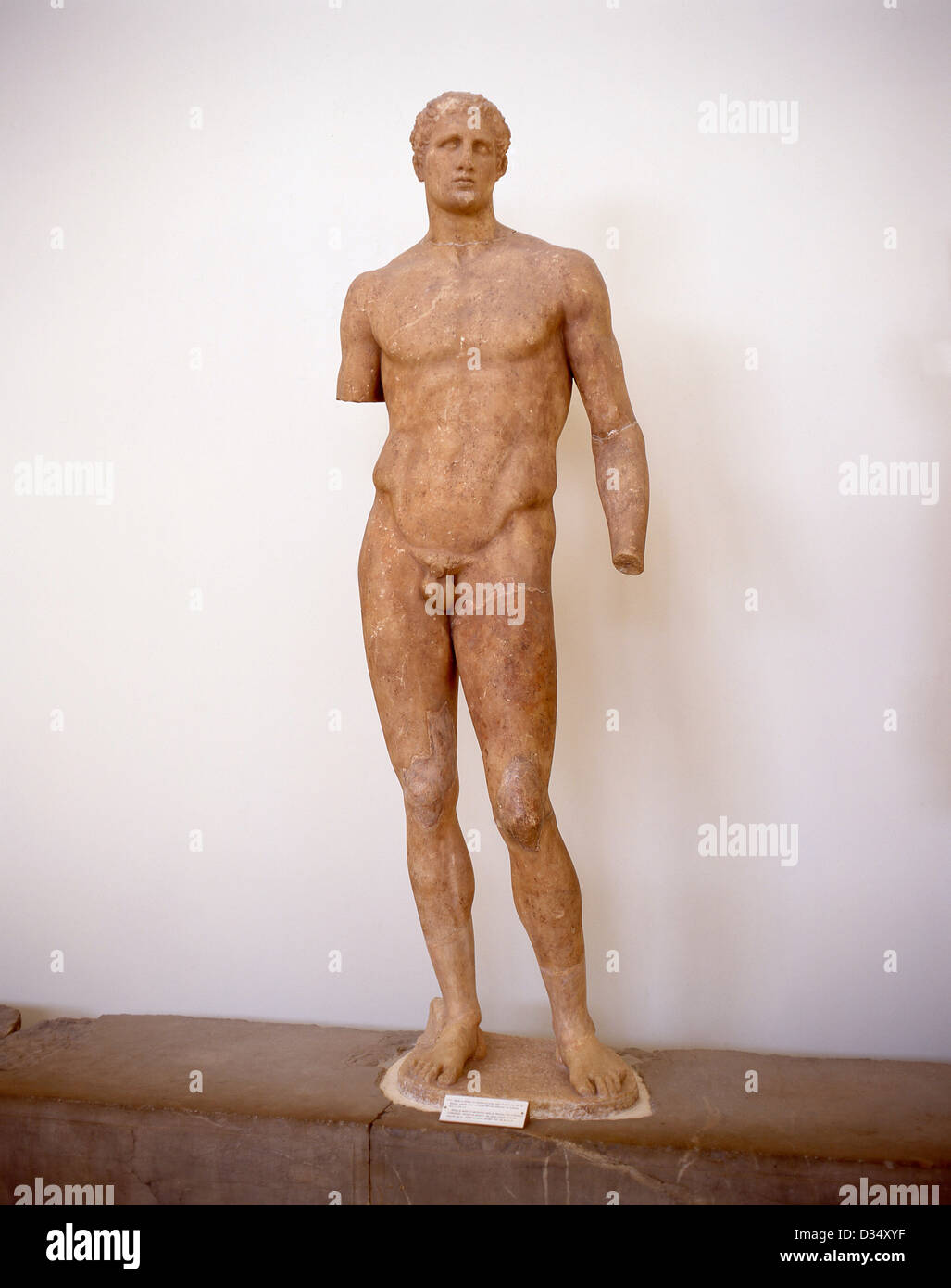 Agias olympic athlete statue (330BC) in Delphi Archaeological Museum, Delphi, Mount Parnassus, Central Greece Region, Greece Stock Photo