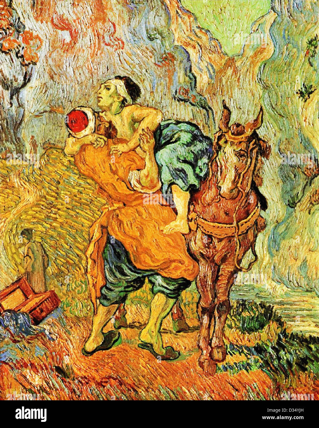 Vincent van Gogh, The Good Samaritan, after Delacroix. 1890. Post-Impressionism. Oil on canvas. Rijksmuseum Kröller-Müller Stock Photo