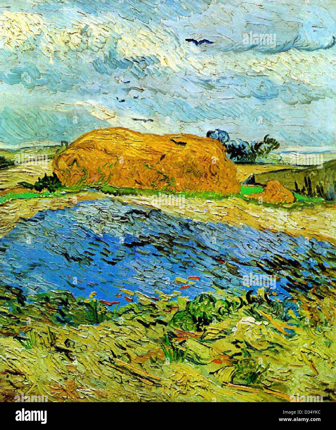 Vincent van Gogh, Haystack under a Rainy Sky. 1890. Post-Impressionism. Oil on canvas. Rijksmuseum Kröller-Müller, Otterlo Stock Photo
