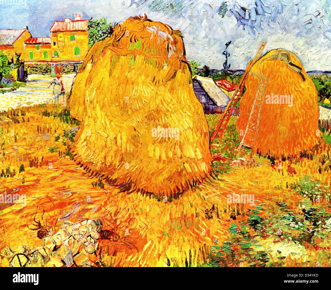 Vincent van Gogh, Haystacks in Provence. 1888.Post-Impressionism. Oil on canvas.Rijksmuseum Kröller-Müller, Otterlo, Netherlands Stock Photo