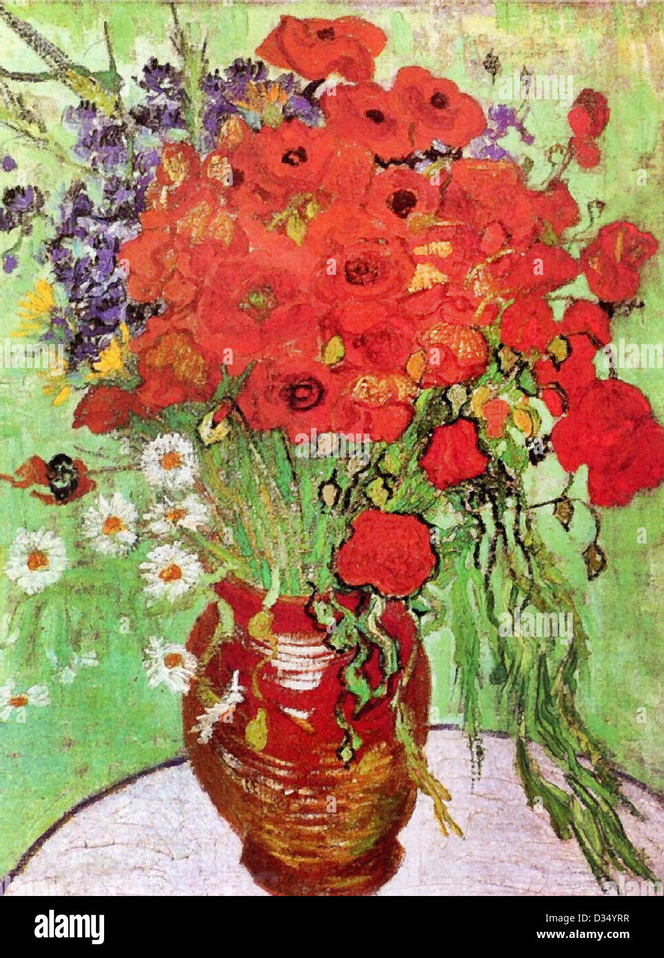 Vincent van Gogh, Red Poppies and Daisies. 1890. Post-Impressionism. Oil on canvas. Albright Knox Art Gallery, Buffalo, NY, USA. Stock Photo