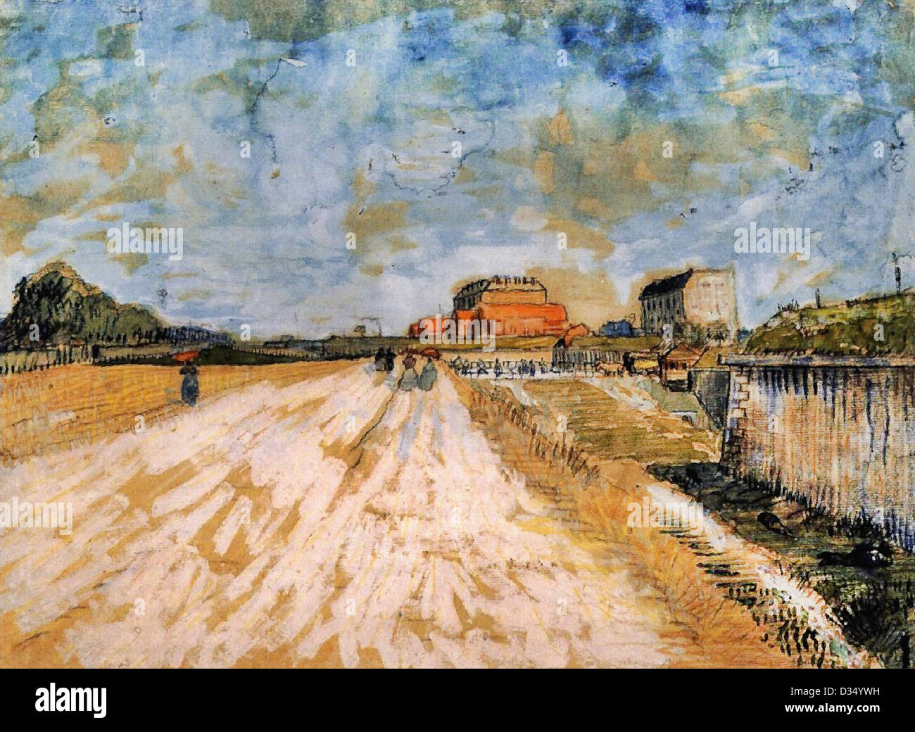 Vincent van Gogh, Road Running Beside the Paris Ramparts. 1887. Post-Impressionism. Watercolor. Van Gogh Museum, Amsterdam Stock Photo