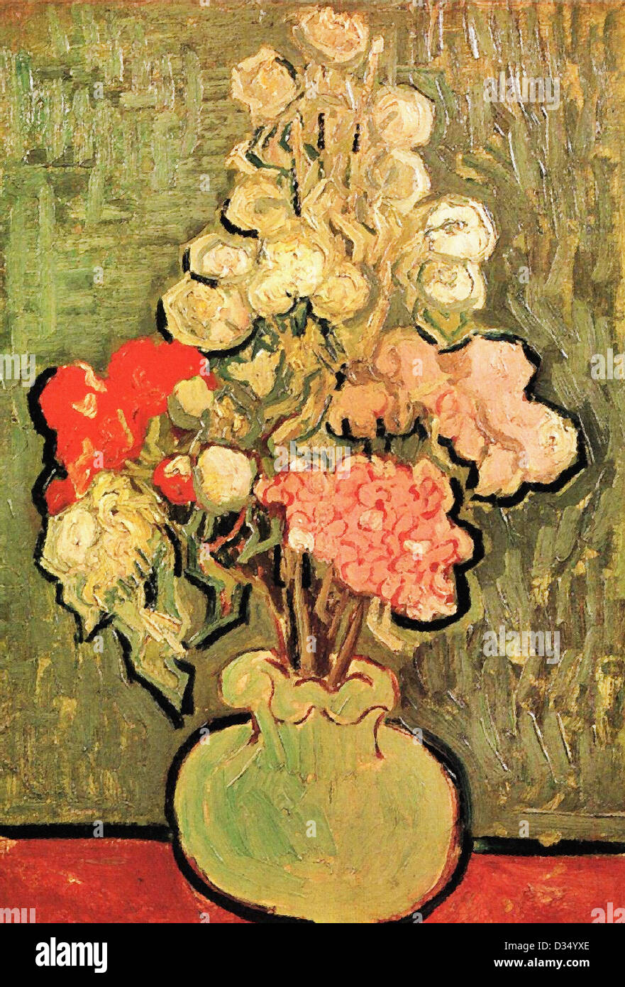 Vincent van Gogh, Still Life Vase with Rose-Mallows. 1890. Post-Impressionism. Oil on canvas. Van Gogh Museum, Amsterdam Stock Photo
