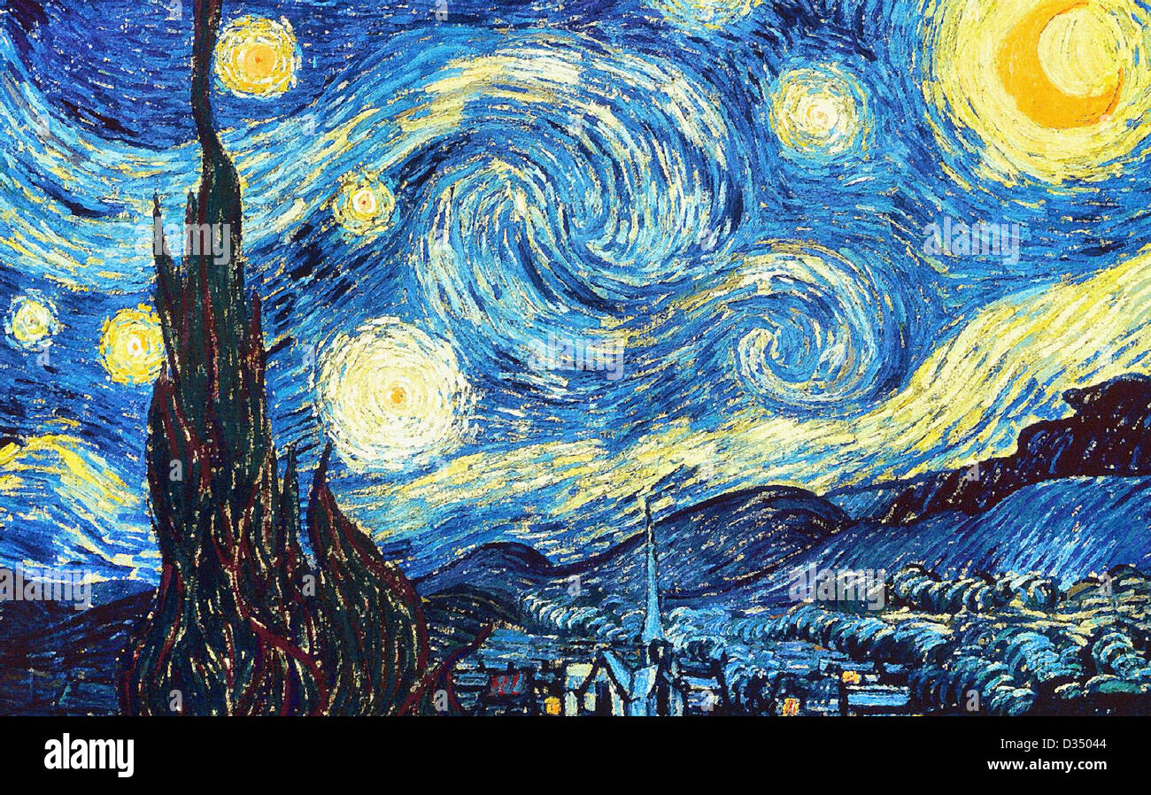 Vincent van Gogh, The Starry Night. 1889. Realism. Oil on canvas. Museum of Modern Art, New York, USA. Post-Impressionism. Stock Photo