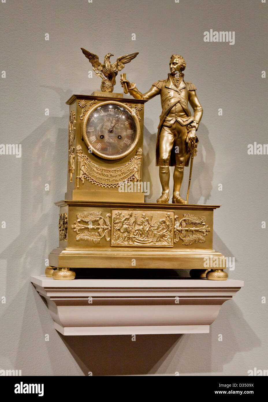 Gilded brass antique mantel clock, circa 1815 USA Stock Photo Alamy