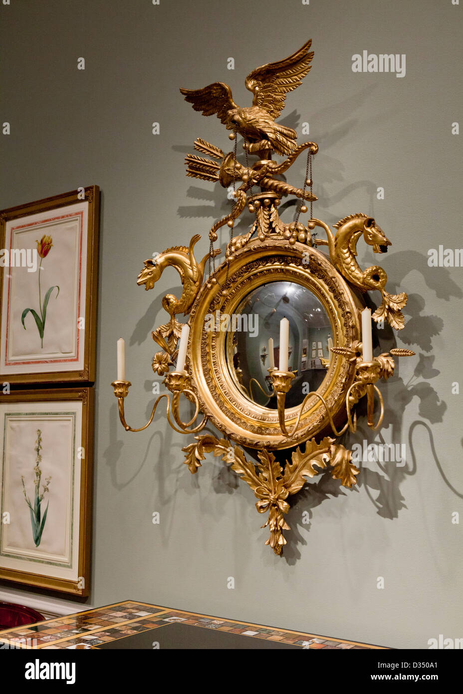 Antique Girandole mirror, circa 1810 Stock Photo