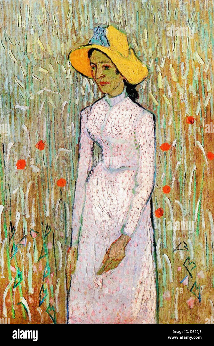 Vincent van Gogh Young Girl Standing Against a Background of Wheat. 1890. Post-Im Washingon DC USA. Auvers-sur-oise France. Stock Photo